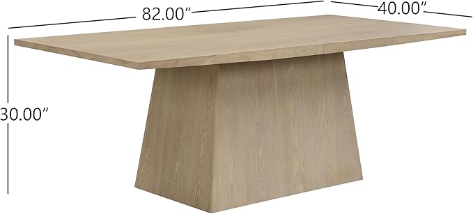 Christopher Knight Home Coadz 82 inch Wooden Dining Table, Modern Rectangular Kitchen Dinner Table for 6-8 People, Pedestal Wooden Dining Furniture for Kitchen Office Conference Room, Light Natural