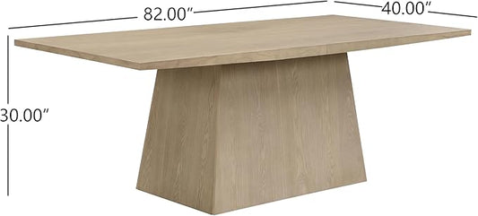 Christopher Knight Home Coadz 82 inch Wooden Dining Table, Modern Rectangular Kitchen Dinner Table for 6-8 People, Pedestal Wooden Dining Furniture for Kitchen Office Conference Room, Light Natural