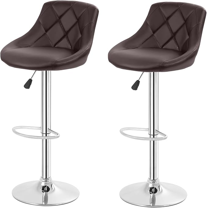 FDW Bar Stools Set of 2 Bar Stools Swivel Stool Height Adjustable Bar Chairs with Back PU Leather Swivel Bar Stool Kitchen Counter Stools Dining Chairs