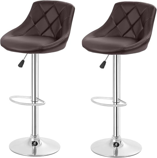 FDW Bar Stools Set of 2 Bar Stools Swivel Stool Height Adjustable Bar Chairs with Back PU Leather Swivel Bar Stool Kitchen Counter Stools Dining Chairs
