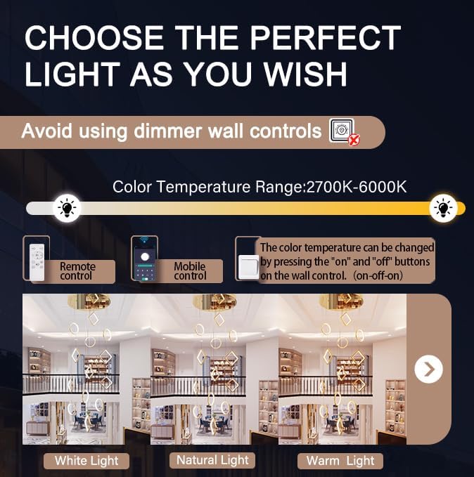 22" Dia x 138" H Modern 15-Light LED Spiral Chandelier, Acrylic Pendant Lighting Fixture for High Ceilings, Staircase, Foyer, Living Room, Warm Light, Adjustable Height, Gold Finish