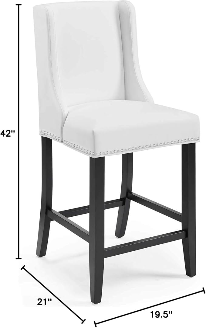 Modway Baron Counter Stool Faux Leather Set of 2, White