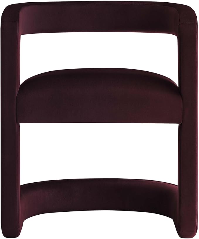 Modway Winslow Stain-Resistant Performance Velvet Dining Chair in Mulberry - Open Back Barrel Armchair - Upholstered Dining Chair - Cozy Reading Chair or Velvet Vanity Chair