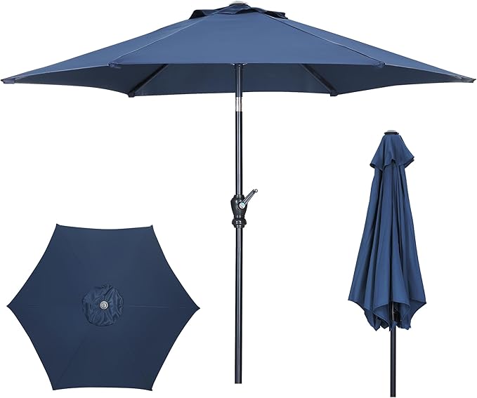 7.5FT Patio Umbrella, Outdoor Table Umbrella, Market Umbrella with Push Button Tilt and Crank for Garden, Lawn, Deck, Backyard & Pool