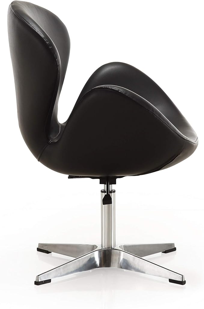 Manhattan Comfort Raspberry Adjustable Swivel Accent Chair with 360° Turn, Polished Chrome Base, Modern Retro Design, Versatile Seat Ideal for Any Room, Set of 2, Black