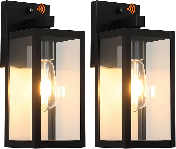 Dawn to Dusk Outdoor Sensor Light Fixture Waterproof Porch Lights Anti-Rust Exterior Wall Lighting Outdoor Wall Lantern for Patio Front Door Garage House -2 Pack