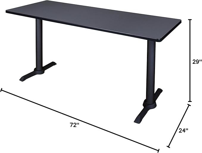 Regency Cain 72 x 24 in. Steel T-Base Training Seminar Table- Grey