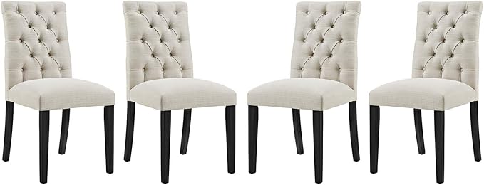 Modway Duchess Fabric Set of 4, Four Dining Chairs, Beige
