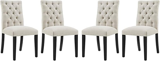 Modway Duchess Fabric Set of 4, Four Dining Chairs, Beige