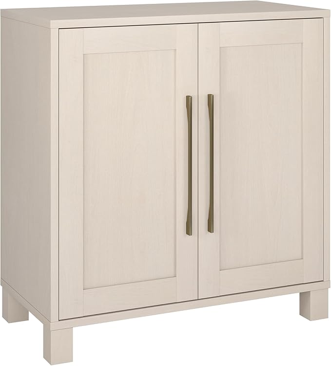 Henn&Hart 28" Wooden Accent Cabinet, Modern Sideboard Buffet Cabinet with 2 Doors and an Adjustable Shelf for Living Room, Dining Room, Bedroom or Entryway, Beech White