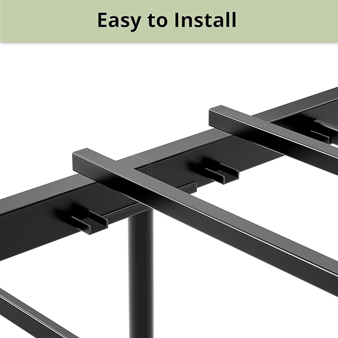 LIKIMIO King Bed Frame, Tall Industrial Headboard 51.2 ", Platform Bed Frame with Strong Metal Support, Solid and Stable, Noise Free, No Box Spring Needed, Easy Assembly, Charcoal Grey