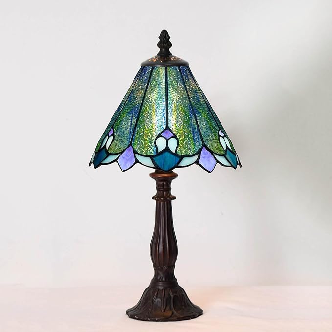 Tiffany Lamp Butterfly Stained Glass Bedside Nightstand Table Lamp,Handcrafted Small Lamps for Living Room Bedroom+3-Way Color Temperature LED Bulb,Gifts for Home Decor,6X6X13Inch