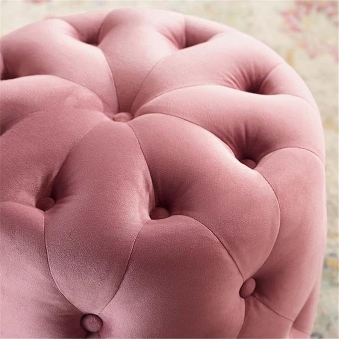 Modway EEI-3778-DUS Anthem Tufted Button Round Performance Velvet Ottoman, Dusty Rose