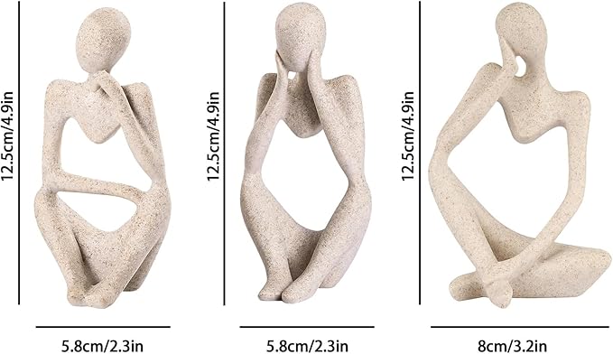 Bookshelf Decor Thinker Statue Home Office - Aesthetic Abstract Art Sculptures Coffee Table Figurine - Reading Minimalist Decorative Ornaments Objects for Coffee Table Desk Hutch Shelf Right