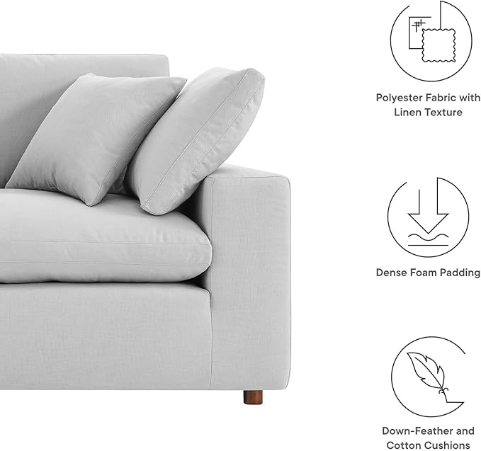 Modway EEI-4859-LGR Commix Down Filled Overstuffed Loveseat, Light Gray