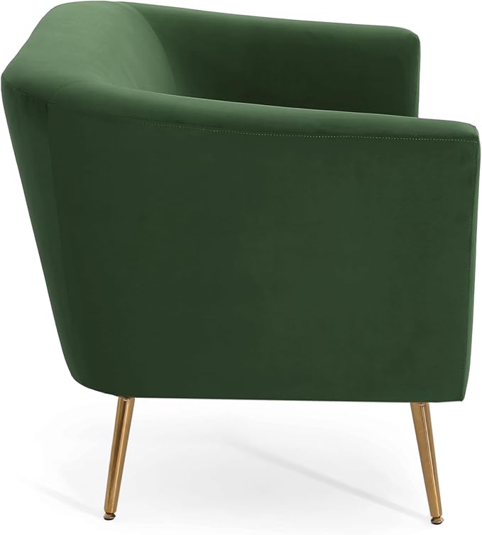 Christopher Knight Home Fabric Upholstered Loveseat for Living Room,Tub-Design 2-Seater Sofa with Removable Seat Cushion and Tapered Steel Legs,Forest Green and Gold