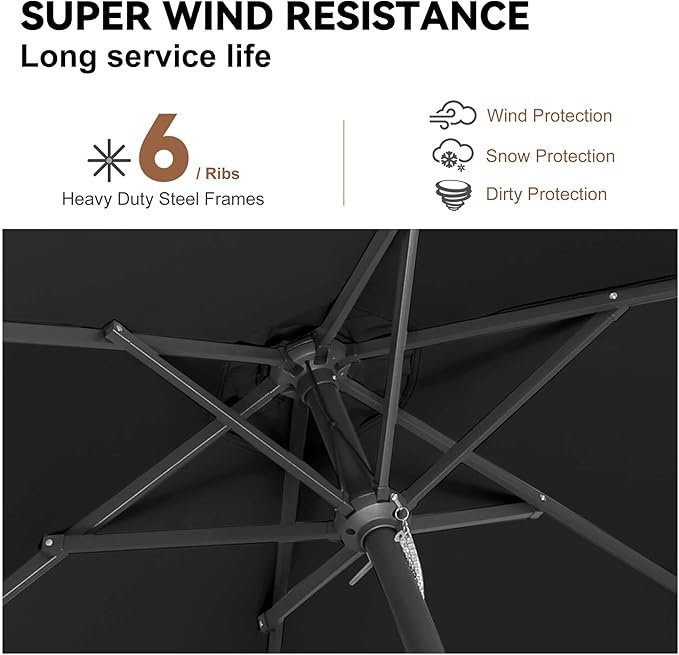 7.5FT Outdoor Patio Umbrella - Table Umbrella Waterprool UV Protection, Sombrillas de Patio with Push Button Tilt, Sun Umbrella for Pool, Porch, Garden, Deck, Backyard (Black)