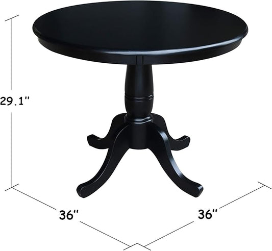 36" Round Top Pedestal Dining Table, 29.1" High, Black