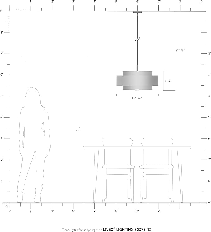 Livex Lighting 50875-12 Meridian 5 Light Chandelier, Satin Brass, 24 x 24 x 53