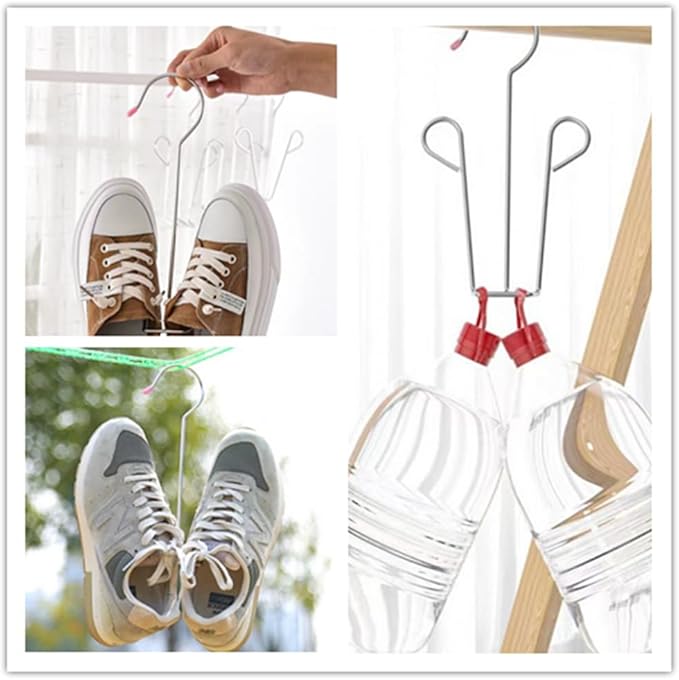 3 Pack Stainless Steel Shoes Hanger Drying Rack for Dehumidifying Hanging Leather Shoes,Double Hook Design Drying Shelf Storage Organizer,Closet Organizer Storage