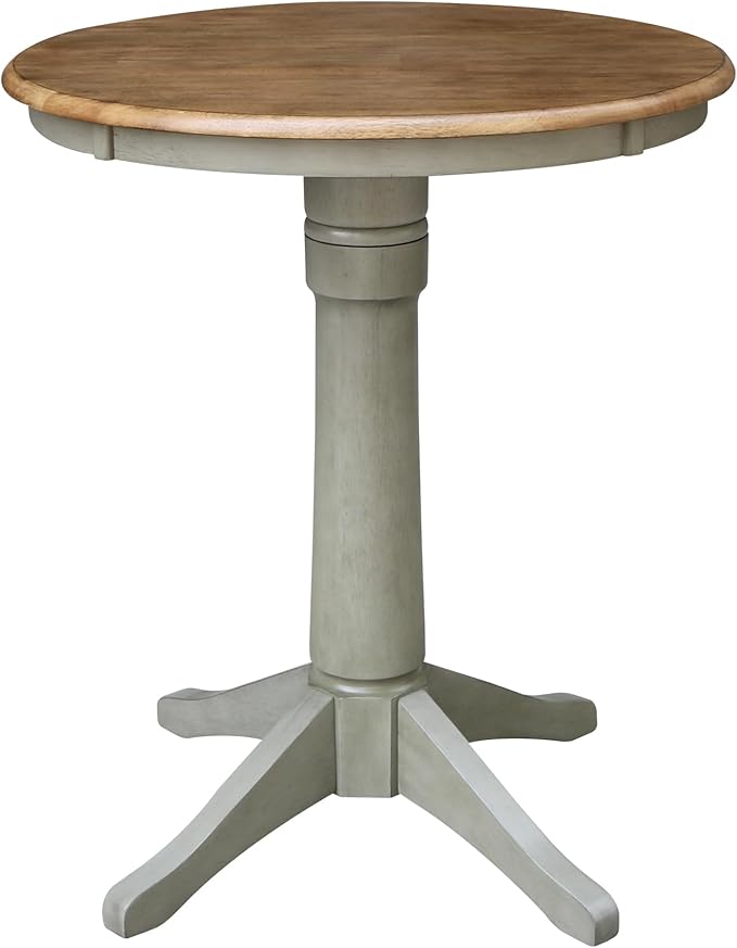 IC INTERNATIONAL CONCEPTS 30" Round Solid Wood Distressed Hickory/Stone Table-Counter Height