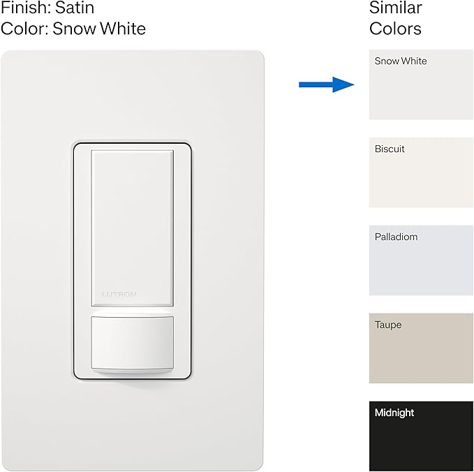 Lutron Maestro Motion Sensor Switch | 2 Amp, Single Pole | MS-OPS2-SW | Snow