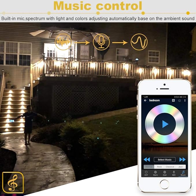 Sumaote Dimmable LED Deck Lights with APP Control, Timer, 3000K-6500K Color Temperature, φ45mm 16 Pack Low Voltage Outdoor CCT Smart Deck Lighting IP67 Waterproof for Garden,Yard, Stair, Patio, Floor