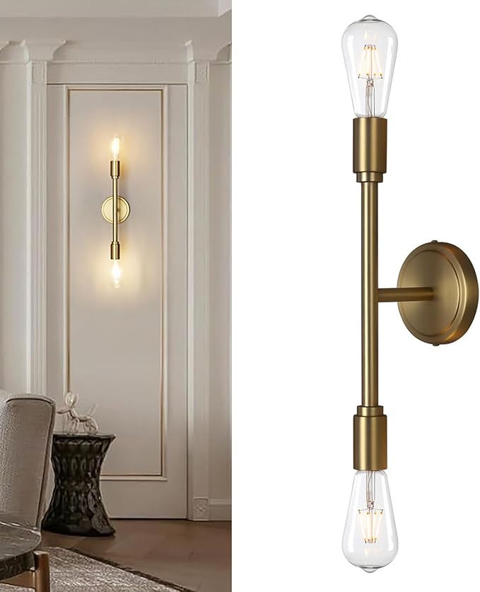 Phansthy 2 Light Bathroom Wall Sconce Antique Bronze Dual Light Indoor Industrial Wall Light Fixture for Hallway Kitchen Restaurant (Antique)