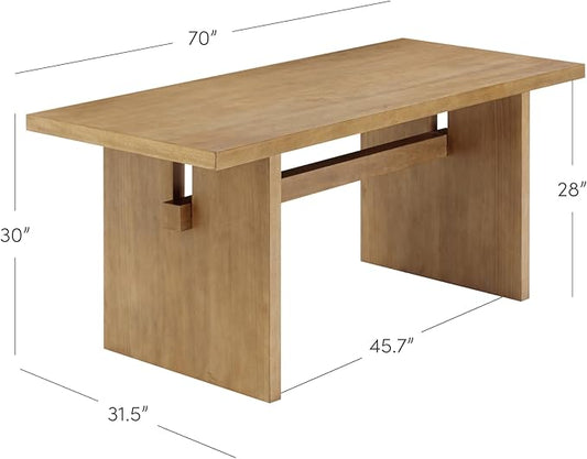 Nathan James Briggs Modern Dining Table for 6, Small Rectangle Dining Table, Solid Wood in Light Brown Finish
