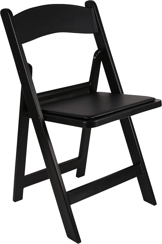 BTEXPERT Resin Folding Chair Vinyl Padded Seat Indoor Outdoor Lightweight Set for Home Event Party Picnic Kitchen Dining Church School Weddings- 2 Black