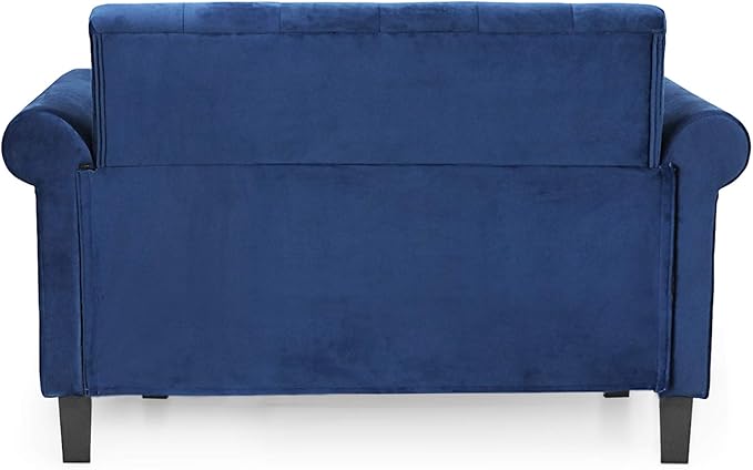 Furinno Bastia Vintage Modern Chesterfield Button Tufted Loveseat/Sofa Couch for Living Room, Navy Velvet