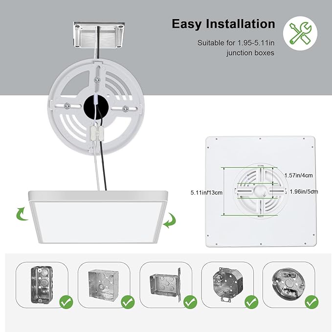 Goeco 12 Inch Square Flush Mount LED Ceiling Light, 24W 6500K Daylight Cool White, Super Bright Surface Mount Ceiling Light Fixture for Bedroom, Living Room, Kitchen, Bathroom, Laundry Room, Closet