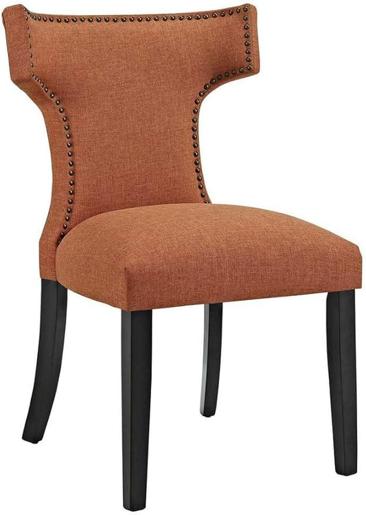 Modway EEI-2741-ORA-SET Curve Fabric (Set of 2), Dining Side Chair, Orange