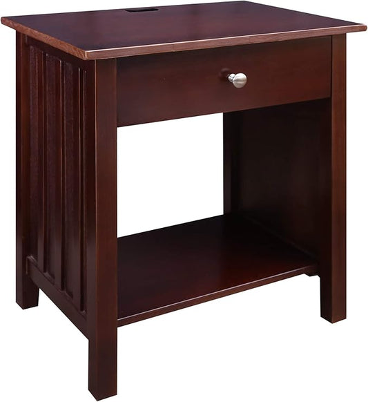 Casual Home Vanderbilt Nightstand with USB Ports-Espresso , 17 in x 24 in x 27 in