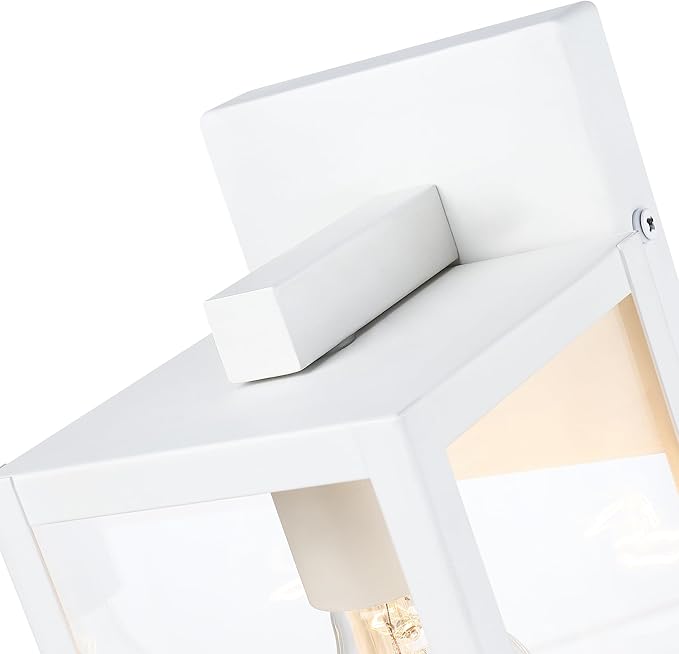 2 Pack Small Porch Sconce Lights-White 9 Inch Outdoor Wall Lantern Light Exterior Sconce Metal and Glass White Outside Wall Light for Hallway Entrance Garage Balcony