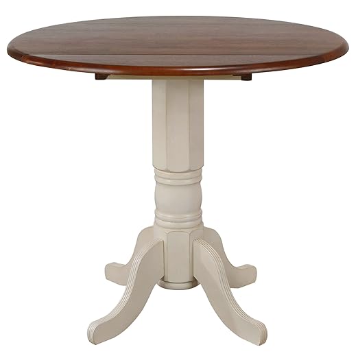 Sunset Trading Andrews Dining Table, Antique white with distressed chestnut top