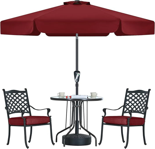 MASTERCANOPY 7.5ft Patio Umbrella with Valance, Crank and Tilt – 6 Ribs Outdoor Market Umbrella, UV/Fade Resistant, Waterproof Canopy with Wind Vent for Garden, Deck, Backyard, Pool (Burgundy)