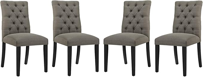 Modway Duchess Fabric Set of 4, Four Dining Chairs, Granite