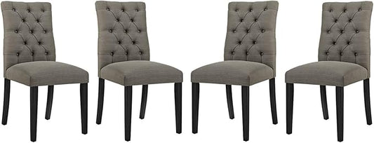 Modway Duchess Fabric Set of 4, Four Dining Chairs, Granite
