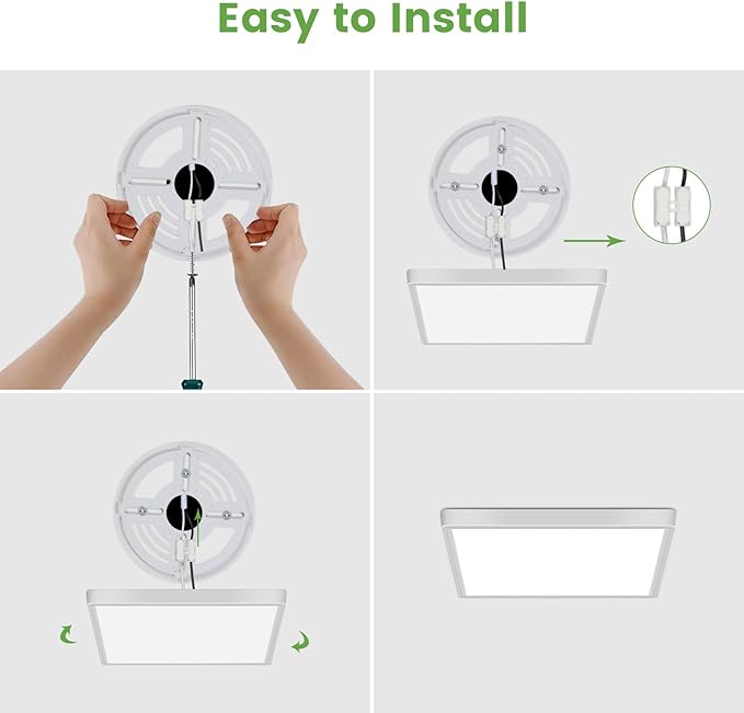 Goeco 2 Pack Ultra Slim Flush Mount Ceiling Light Fixture, 12 Inch 24W Surface Mount LED Panel Light for Bedroom, Kitchen, Bathroom- 0.98Inch Thickness Square