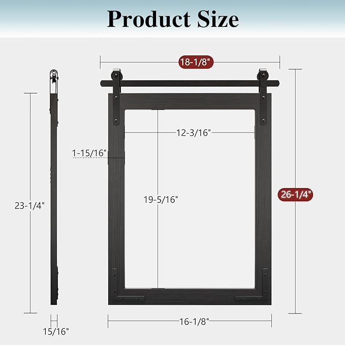 Farmhouse Bathroom Mirror, 18x26 Inch Black Wood Framed Rustic Vanity Mirrors for Wall, Rectangular Wall Decor Mirrors for Bedroom Living Room Entryway