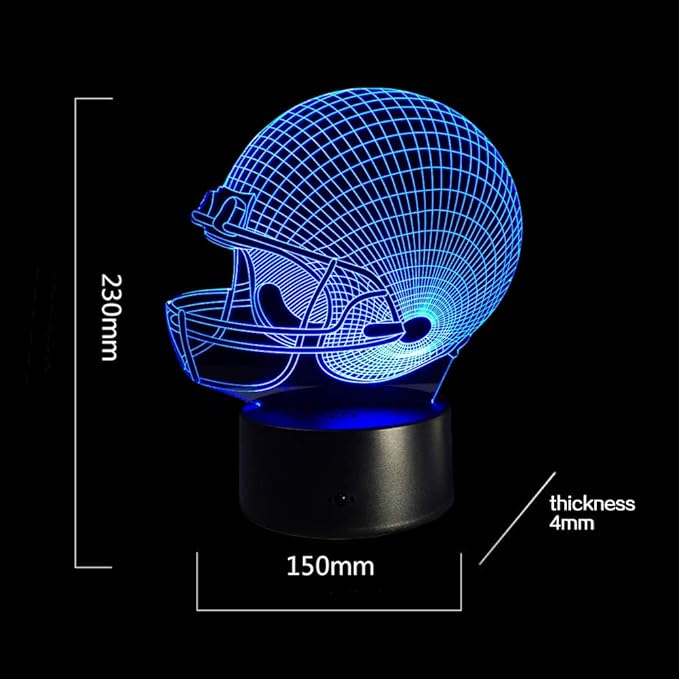 Ticent Football Helmet 3D Lamp Optical Illusion Light, 7 Colors Changing Touch Control Soccer Night Light for Christmas Gifts