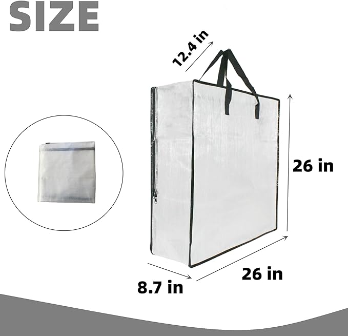 3 Pack Clear Storage Bags with Zipper and Handles, Blanket Bags For Closet Storage, Moving and Packing Supplies for College, Underbed Storage Organizer for Clothes Pillow Bedding Christmas Wreath