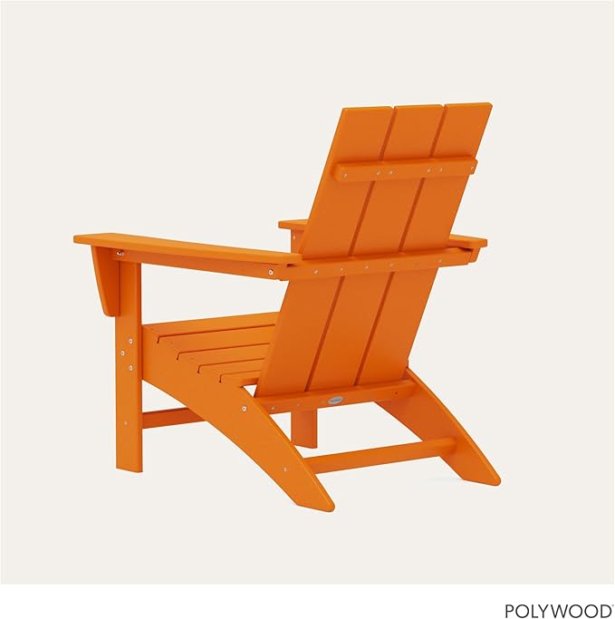 POLYWOOD Modern Adirondack Chair – All-Weather Outdoor Lawn Adirondack Chairs – HDPE, Fade-Resistant & Durable Outdoor Furniture – For Patio, Deck & Fire Pit Chairs – Tangerine