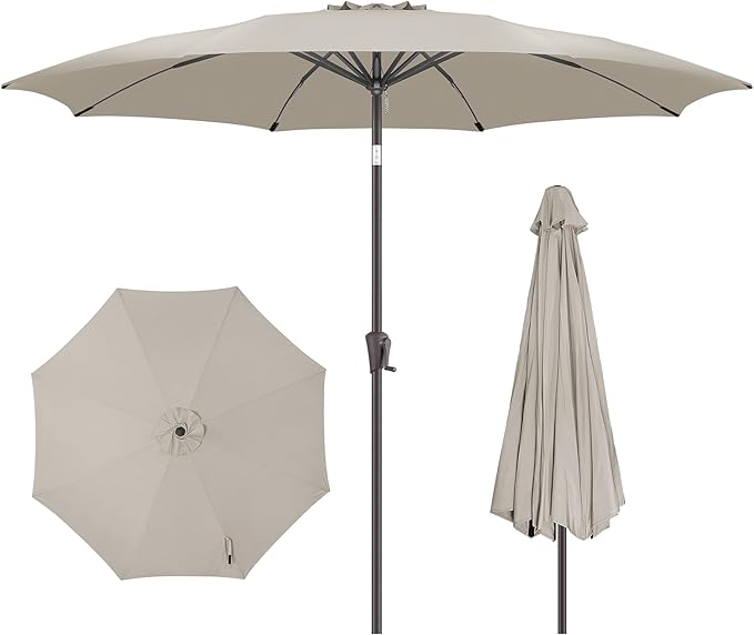 10 FT Outdoor Patio Umbrella - Table Umbrella Waterprool UV Protection, Sombrillas de Patio with Push Button Tilt, Sun Umbrella for Pool, Porch, Garden, Deck, Backyard (Taupe)