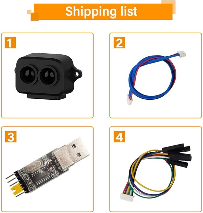 youyeetoo Benewake TF-Luna Lidar Sensor Kit, with 1x USB-TTL Adapter 1x Dupont Line, 0.2-8m Measurement Range Distance, Support Raspberry Arduino STM32 MCU for Drone Industrial Sensing Robot Smart Home