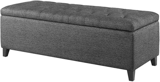 Madison Park Entryway Accent Bench for Living Room Flip Top Storage Chest, Shandra Tufted Top Upholstered Storage Bench End of Bed for Bedroom Furniture, Indoor Seating, 49"Wide, Charcoal