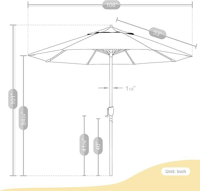 California Umbrella 12-Year Protection 9-Ft Outdoor Patio Umbrella, Sunbrella Fade-Resistant Acrylic Fabric, Auto Tilt and Crank, Heavy-Duty Aluminum Frame/ Reinforced Ribs, Bronze Pole, Forest Green