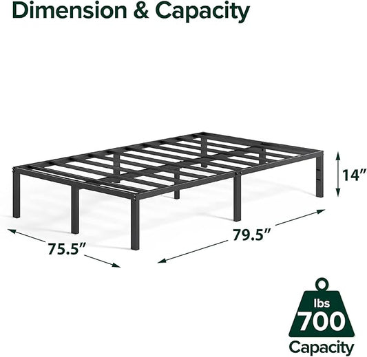 ZINUS Yelena 14 Inch Metal Platform Bed Frame, Steel Slat Support, No Box Spring Needed, Easy Assembly, King