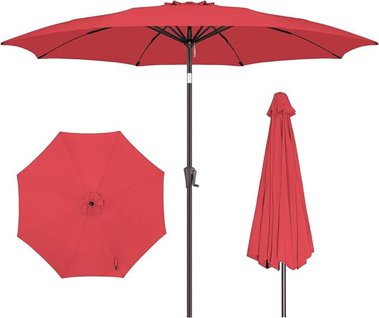 10ft Outdoor Patio Umbrella - Table Umbrella Waterprool UV Protection, Sombrillas de Patio with Push Button Tilt, Sun Umbrella for Pool, Porch, Garden, Deck, Backyard (Red)